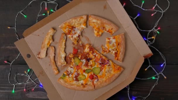 Mangiato pizza piatto lay. — Video Stock