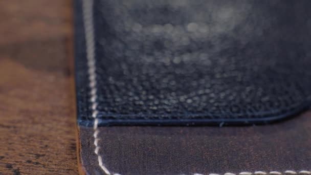 Leather wallet for man. — Stock Video
