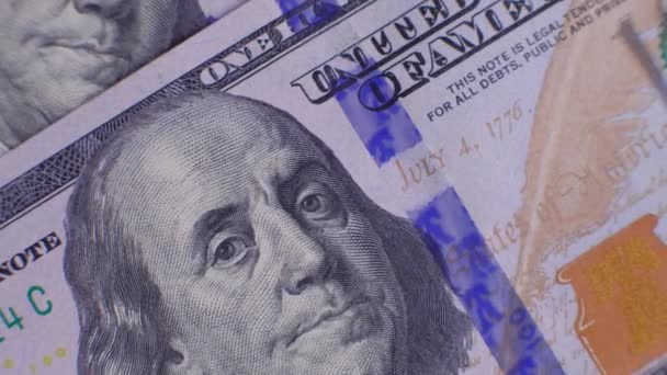 Δολάριο ΗΠΑ, μακροσκοπικό πλάνο. Ιστορικό χρημάτων — Αρχείο Βίντεο