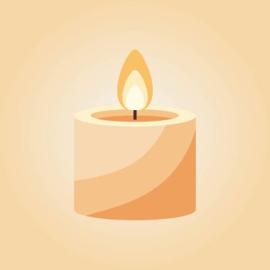 Sıcak alev vektörüyle yanan mum