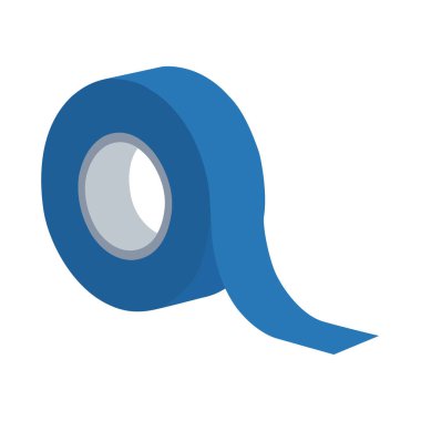 Beyaz arkaplanda izole edilmiş mavi yapışkan bant rulosunun vektör çizimi.