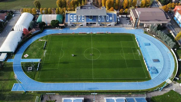 Stadio Ferruccio 'nun Seregno' daki hava manzarası, Lombardy, İtalya 'daki futbol stadyumu