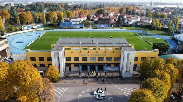 Stadio Ferruccio 'nun Seregno' daki hava manzarası, Lombardy, İtalya 'daki futbol stadyumu