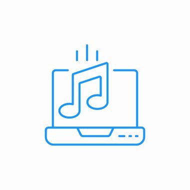 Müzik dizüstü bilgisayar simgesi imzalama vektörü yükle