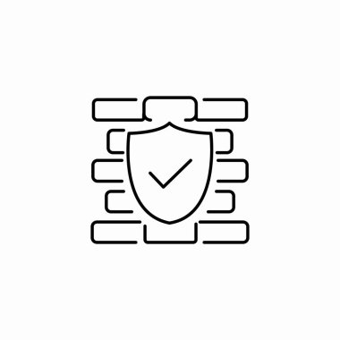 Güvenlik duvarı tuğla simge işareti vektörü