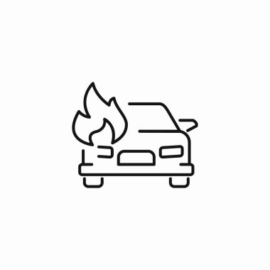 Yanan araba kazası simgesi işareti vektörü