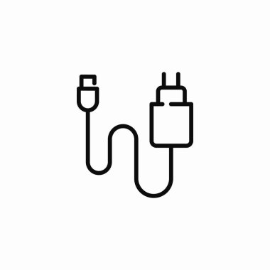 şarj kablosu adaptör simgesi işaret vektörü