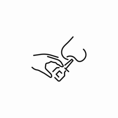 Burun spreyi uygulama simgesi vektörü