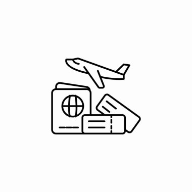 Pasaport uçak biletleri simgesi işareti vektörü