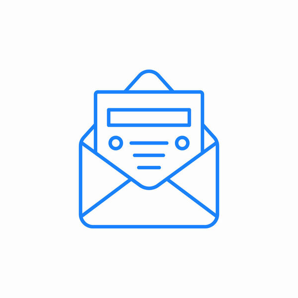 letter peeking out of envelope icon sign vector