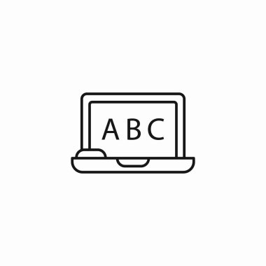 dizüstü bilgisayar abc öğrenme simgesi işaret vektörü