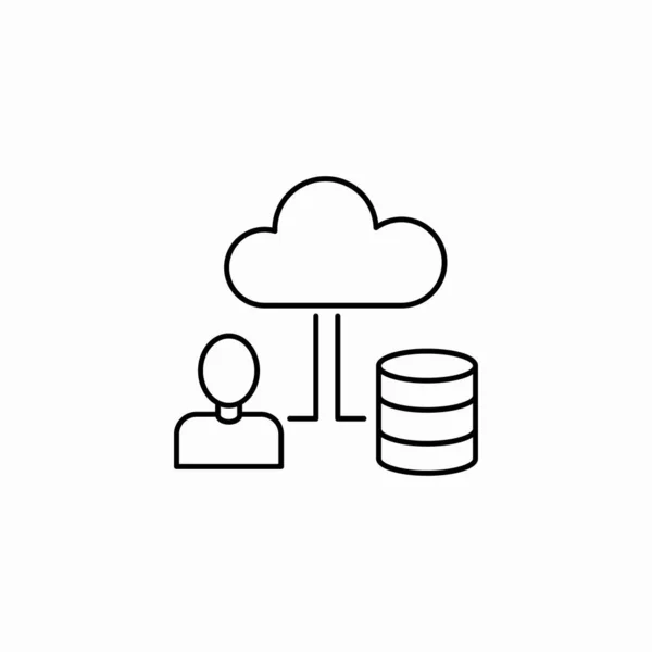 kullanıcı bulut veritabanı simgesi işaret vektörü