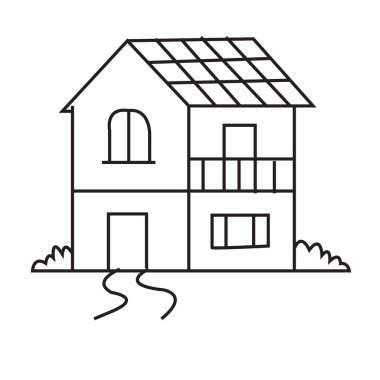 izole edilmiş ev ve ağaçlar ikon vektör çizimi