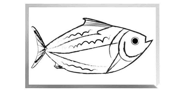 Beyaz arkaplanda bir balık çizimi
