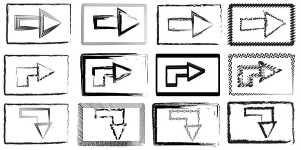 ok ve dikdörtgenin vektör tasarımı. Web için ok ve seyrüsefer sembolü kümesi.