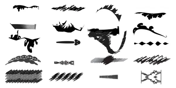 vektör siyah fırça darbeleri beyaz arkaplanda izole. Bir dizi fırça darbesi, mürekkep fırçası darbesi. mürekkep fırçaları ve mürekkep fırçası.