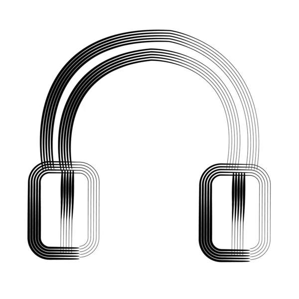 Beyaz arka planda soyut siyah beyaz kulaklıklar