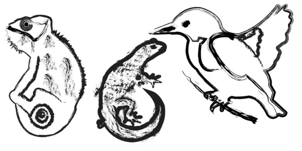 Ormanda bir grup el yapımı kuş..