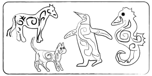 Hayvanların el çizimi vektör çizimi