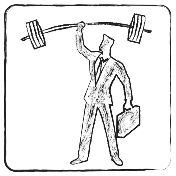 Dambılı tutan iş adamının robot resmi. El çizimi vektör illüstrasyonu