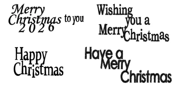 İçinde noel ağaçları ve mesajlar olan bir dizi Noel kartı. vektör illüstrasyonu.