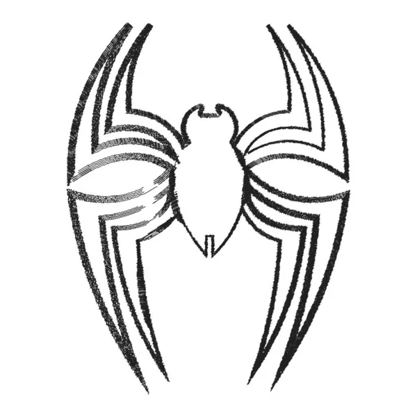 Siyah beyaz bir örümcek dövmesi çizimi.