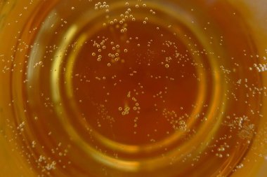 Bardakta köpüklü bira, üst manzara, izole edilmiş.