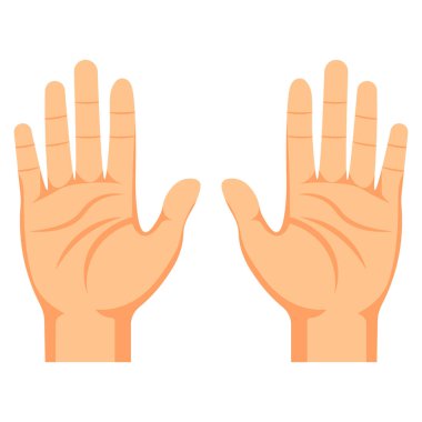 Avuç içi açık vektör çizim tasarımı olan eller