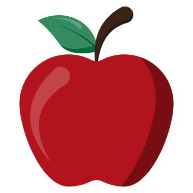 Yeşil yapraklı kırmızı elma.