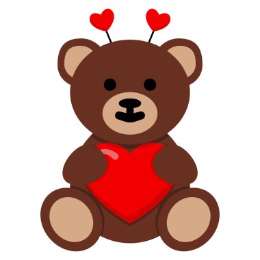 Kalp vektör çizimine sahip oyuncak ayılar.