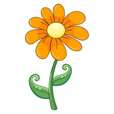 Karikatür karalama çiçeği beyaz arka planda izole edilmiş. Vektör illüstrasyonu