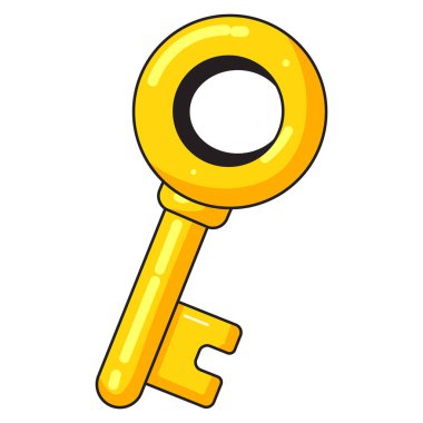 Altın anahtar ikon çizgi film vektörü. anahtar