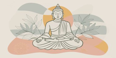 Buddha heykeli nilüfer pozisyonunda. vektör illüstrasyonu