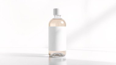 Basit, açık bej ya da açık bej renkli, benekli desenli ve iki tutamaklı, yumuşak gölgeli sade bir arka plana karşı sunulan, ürün gösterimi ya da moda aksesuarları için ideal bir çanta..