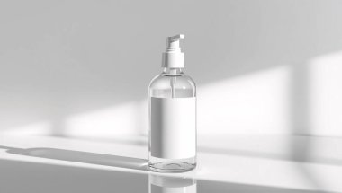 Basit, açık bej ya da açık bej renkli, benekli desenli ve iki tutamaklı, yumuşak gölgeli sade bir arka plana karşı sunulan, ürün gösterimi ya da moda aksesuarları için ideal bir çanta..