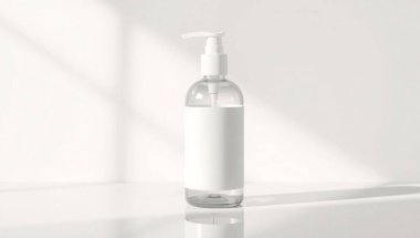 Basit, açık bej ya da açık bej renkli, benekli desenli ve iki tutamaklı, yumuşak gölgeli sade bir arka plana karşı sunulan, ürün gösterimi ya da moda aksesuarları için ideal bir çanta..