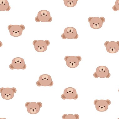 Ayı kafası, sevimli ayı şekilsiz desen, çocuklar için sevimli hayvan tasarımı, vektör illüstrasyon vektörü