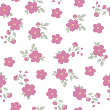 Basit, küçük çiçekli desenler, küçük, çiçekli, dikişsiz doku arkaplanı. Bahar çiçeği deseni- vektör 