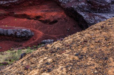 Güney İzlanda 'daki volkanik araziye yakından bakın.