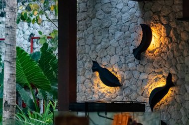 Bali 'nin Taş İç Bölgesi' nde Aydınlatılmış Balık Duvarı