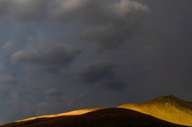 Gürcistan 'daki Dağ yamaçlarındaki Altın Gün Işığı