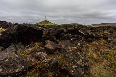 Volkanik Peyzaj, Reykjanes Yarımadası, İzlanda 'daki Deniz Feneri