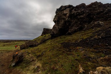 Yosun kaplı lav vadisi, Reykjanes Yarımadası, İzlanda
