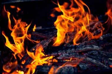 Parlak alevlerle yanan odun