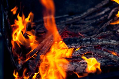 Parlak alevlerle yanan odun