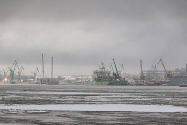 Litvanya, Klaipeda Limanı 'nda Kış Sahnesi