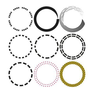 Dekoratif çember sınırları. Yuvarlak çerçeve koleksiyonu. Yaratıcı halka vektörü. Dairesel elementleri düzenle. EPS 10.