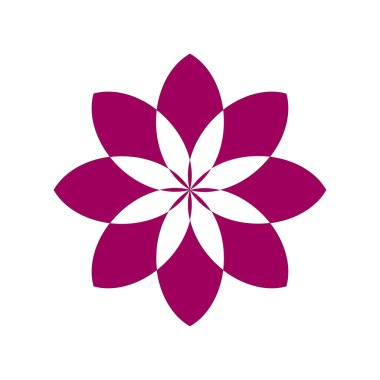 Soyut çiçek süsü. Dekoratif yarıçaplı vektör şekli. Siyah çizgi sanat tasarımı. Geometrik mandala sembolü. EPS 10.