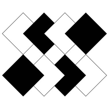 Birbirine bağlı eşkenar dörtgen seti. Sofistike kare vektör. Tek renkli elmas desenli. Simetrik mimari fayans. EPS 10.