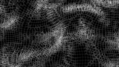 Dijital arka planda karanlık siber uzay. Hareketli, parlak noktalı ve üst görüşlü soyut teknoloji siyah dalga. Bağlantı büyük veri. Fütüristik kablo dokusu. 3B görüntüleme.